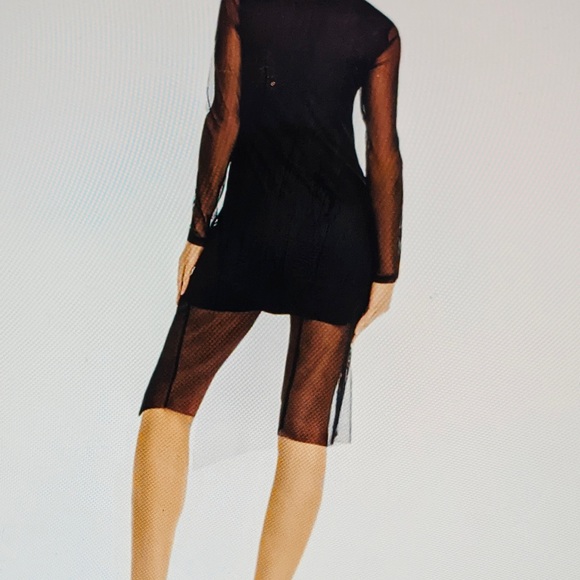 AQUA Dress Sexy Glam Illusion Ruched Knit & Sheer Mini NWT Sz XS - Picture 14 of 15